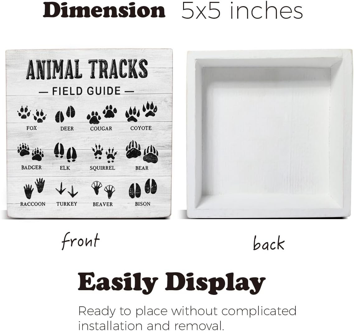 Hunting Room Decor, Wildlife Decor, Animal Tracks Field Guide Wooden Sign, Rusti