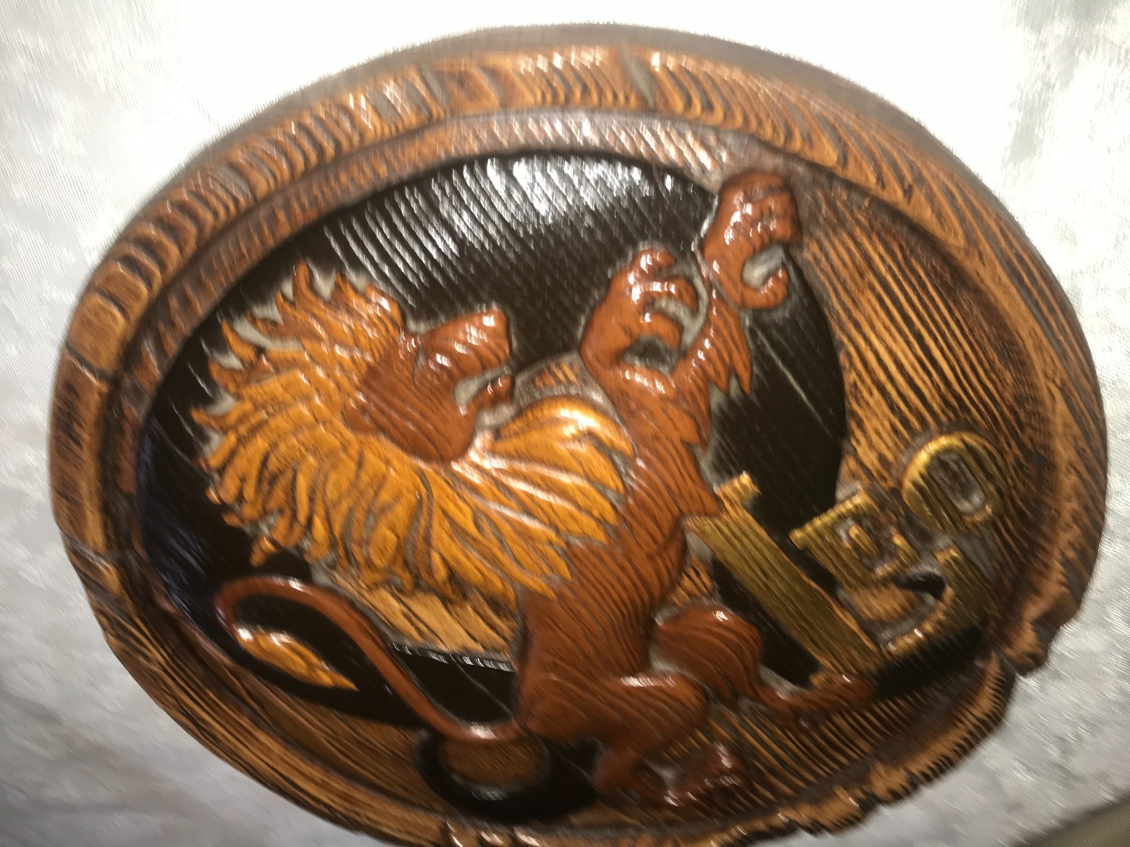 HAND PAINTED Plaster 3D LEO Rampant LION Horoscope ZODIAC Astrology WALL PLAQUE