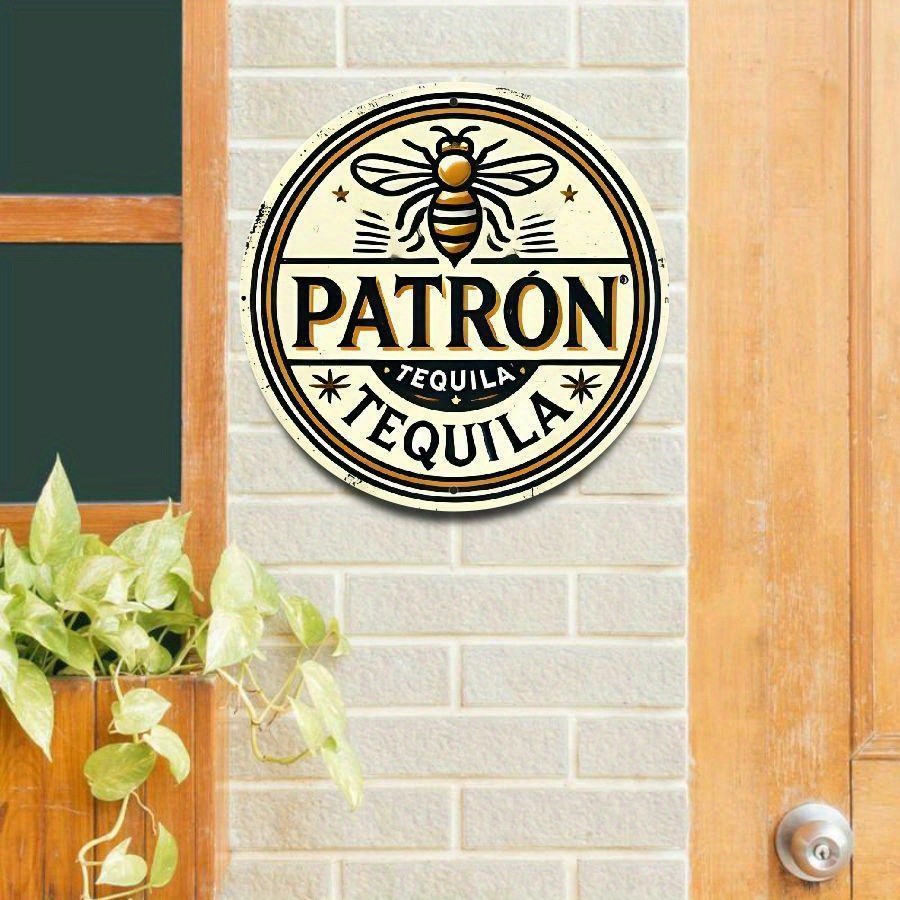 1pc “Patron Tequila” Vintage Tin Metal Signs Wall Art, 8×8 inches Round Aluminum