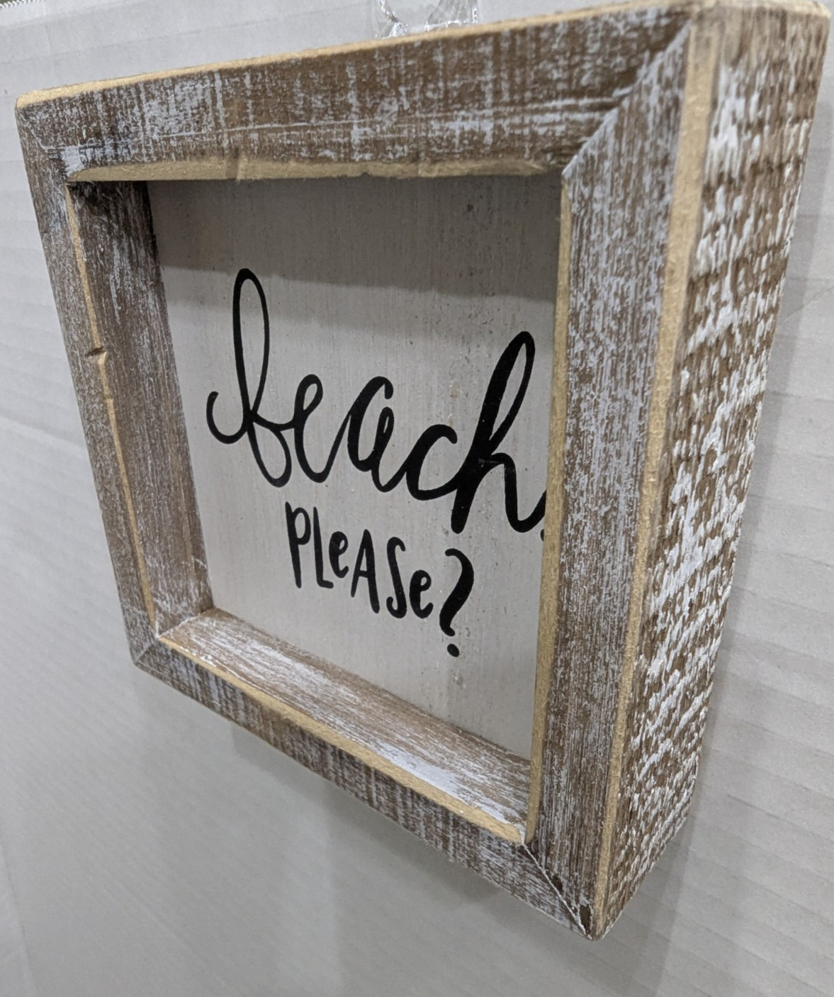 Beach Please? Wood Hanging Free Standing Sign Beach Summer Decor 5″x5″
