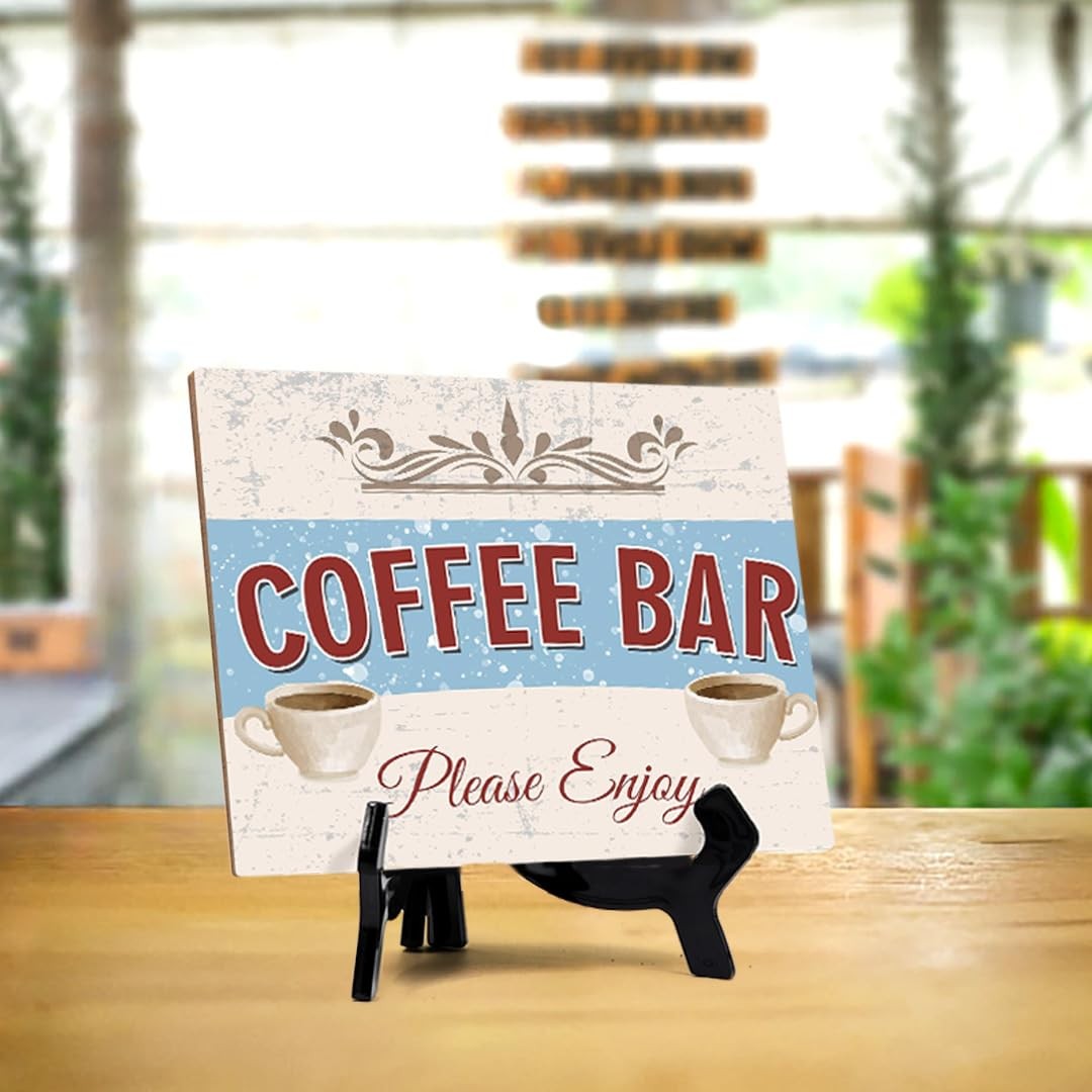 Signs ByLita Coffee Bar Please Enjoy, Classic Design Table Sign With Stand