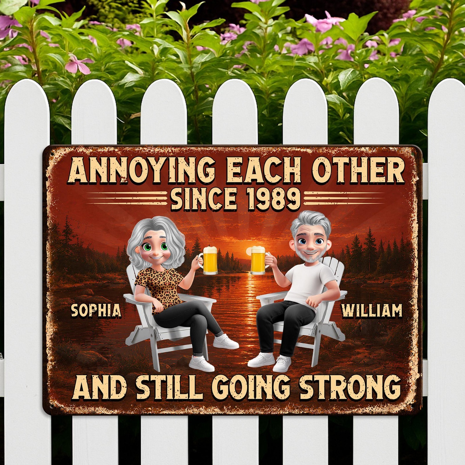 Personalized Funny Couple Metal Garden Sign Anniversary Gift