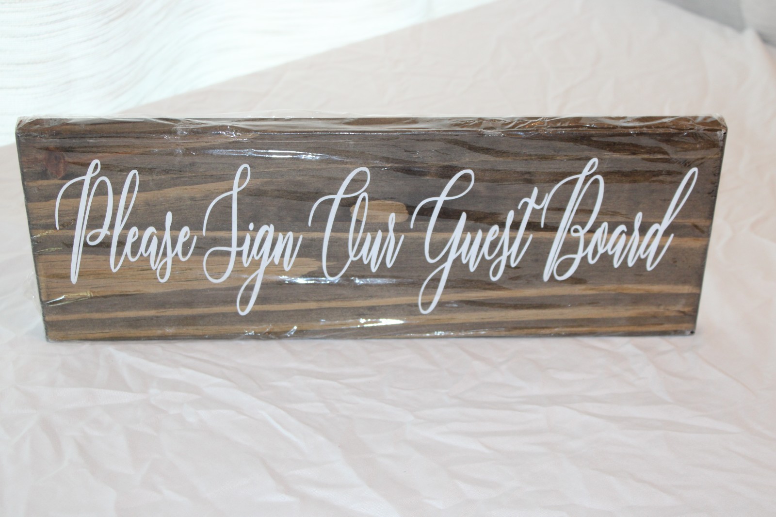 Printed Wooden Table top and Shelf Sitter 16×6 Sign our Guestboard