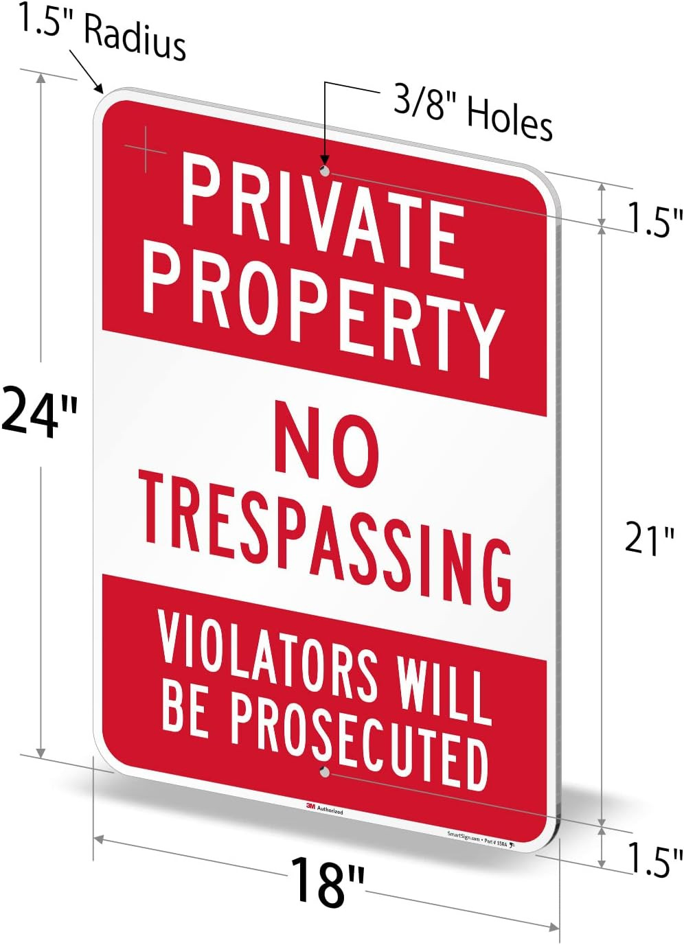 “Private Property – No Trespassing, Violators Prosecuted” Sign | 18″
