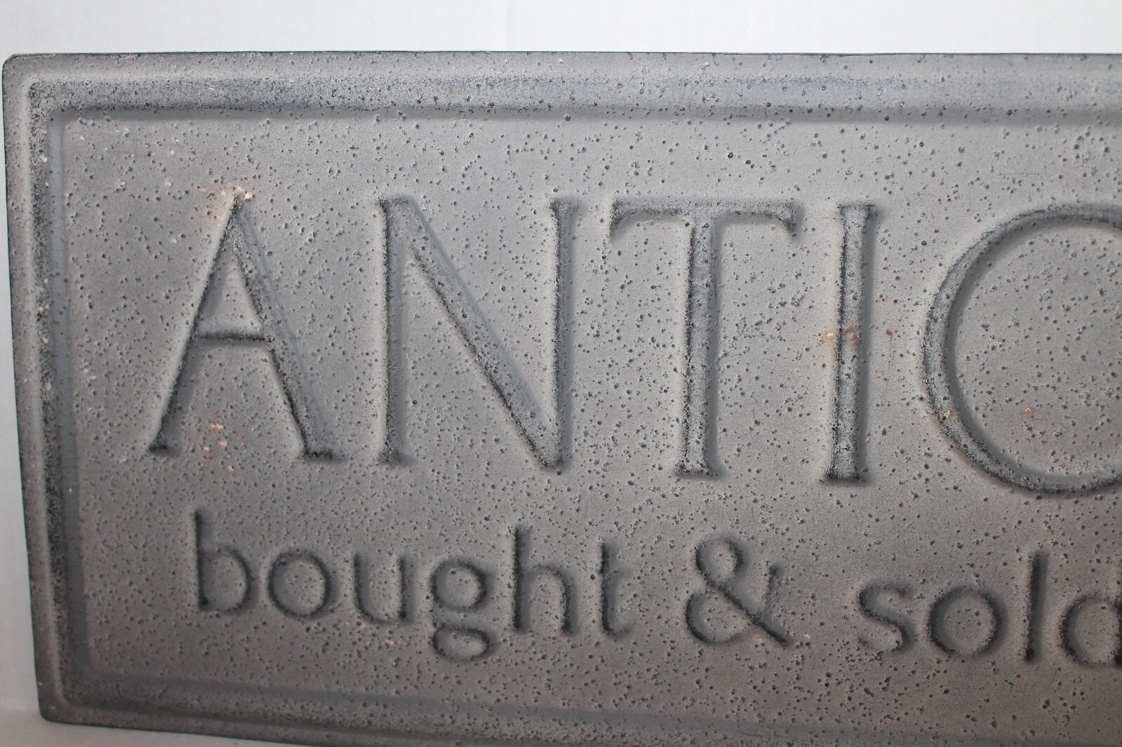 “Antiques Bought & Sold” Gray Metal Wall Sign 25 x 9″ Rustic Home Wall Decor