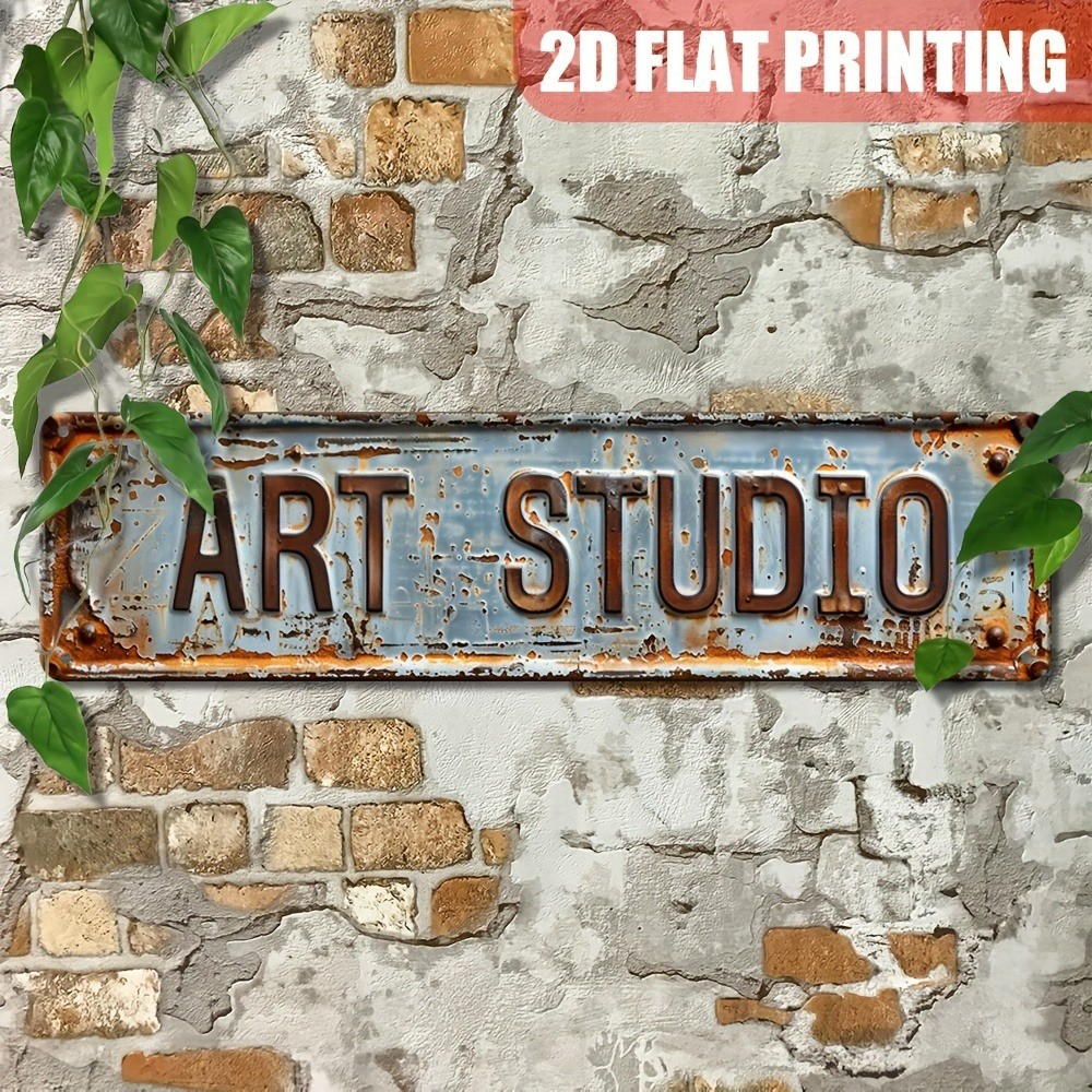 Rustic Art Studio Metal Tin Signs 14×6 Vintage Wall Decor Office Bar Cafe Garage