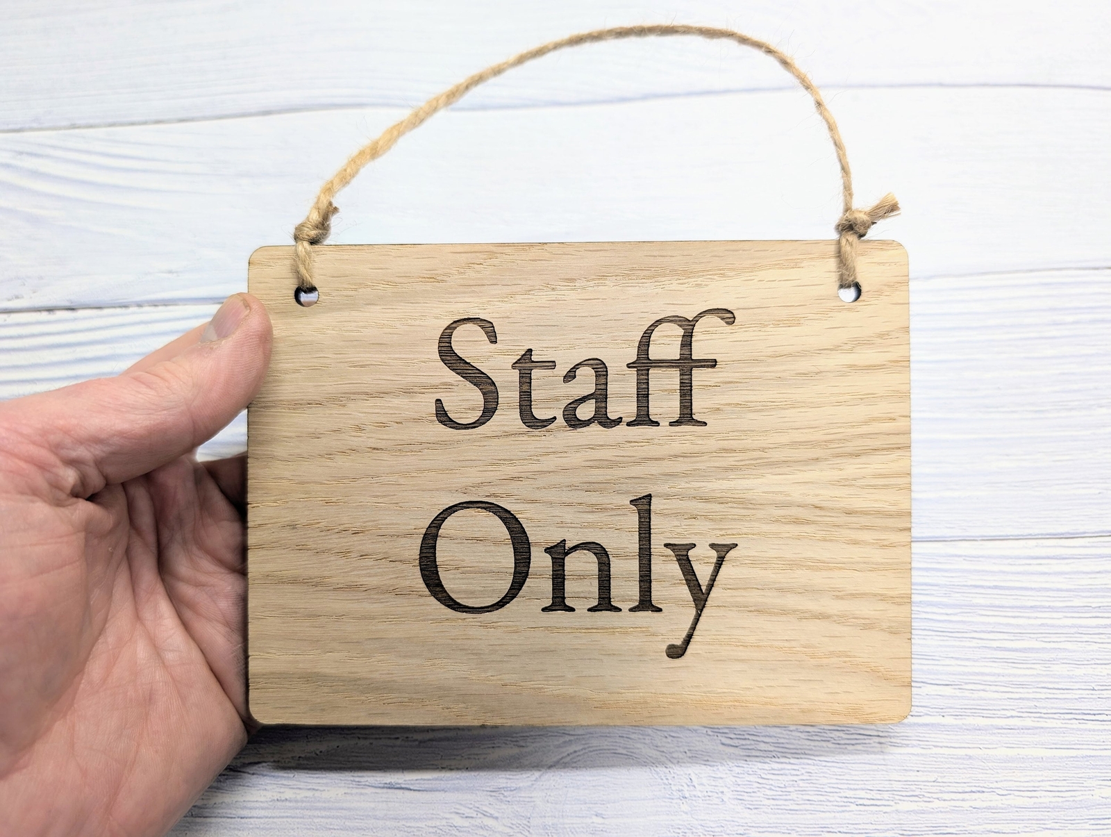 Personalised ‘Staff Only’ Wooden Sign | Custom Text/Logo Option – 4 Sizes