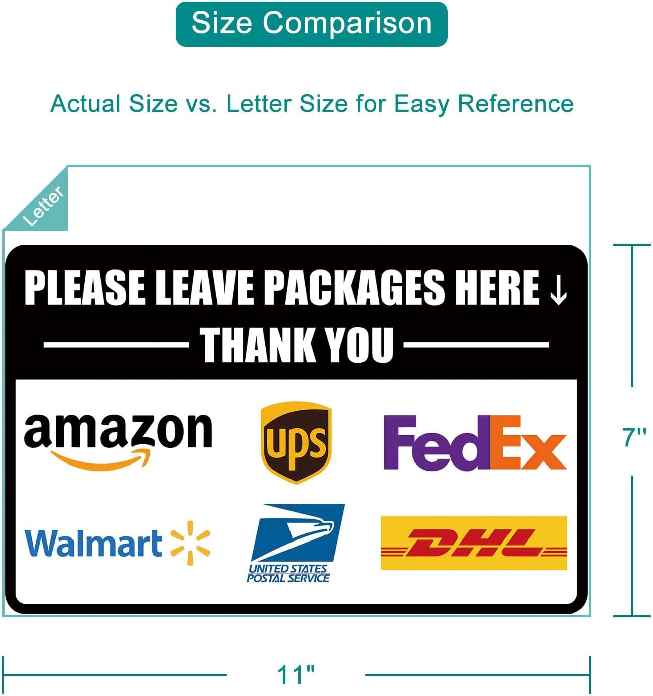 2 Pack Delivery Signs for Packages -Please Leave Packages Here Sign, 11 x 7 Inch