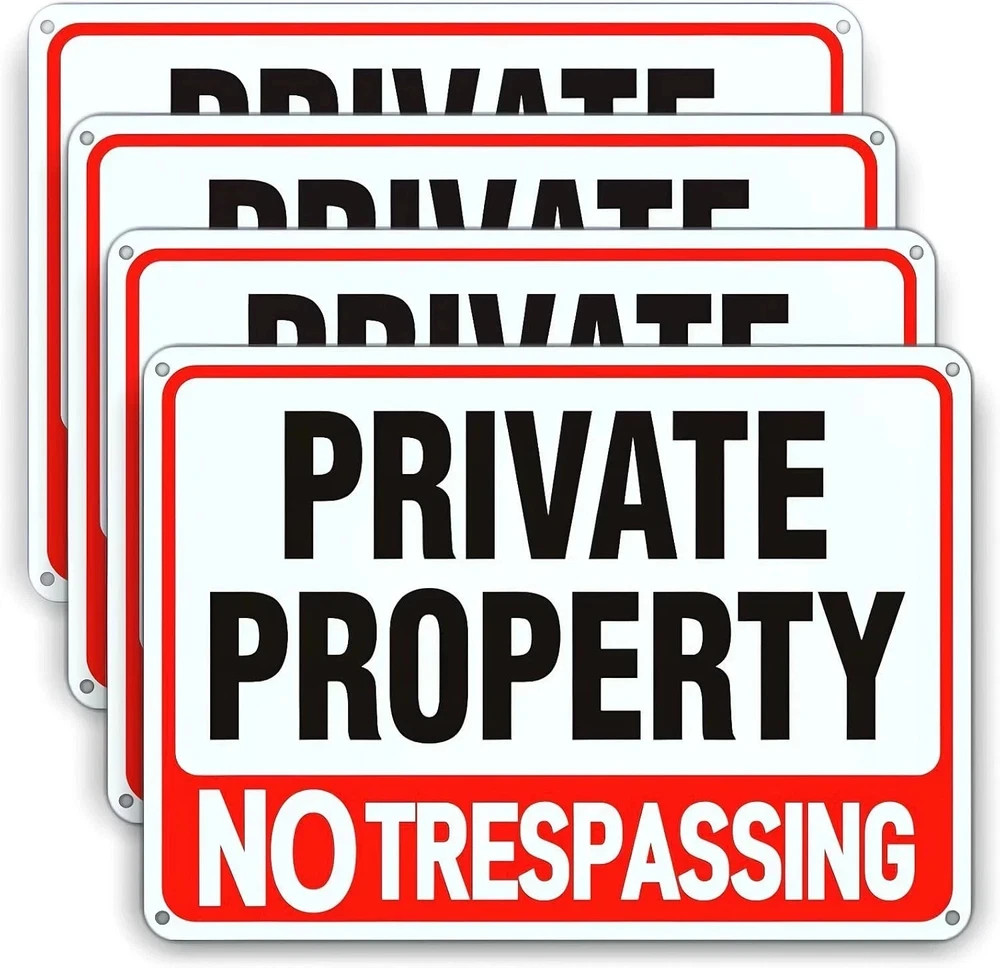 4 Pack Large No Trespassing Signs Private Property, 8×12 Inch Rust Free Aluminum
