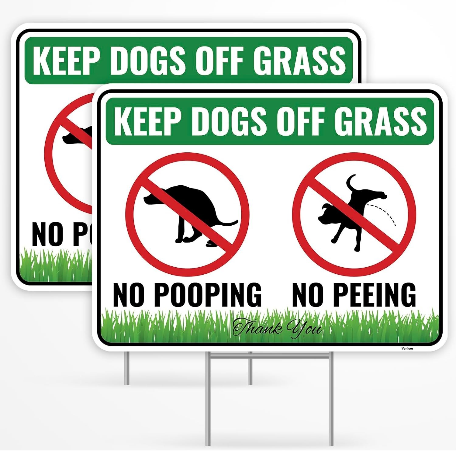2PC No Poop or Pee Dog Sign with Stakes, 12 Inches by 9 Inches Corrugated Pl…
