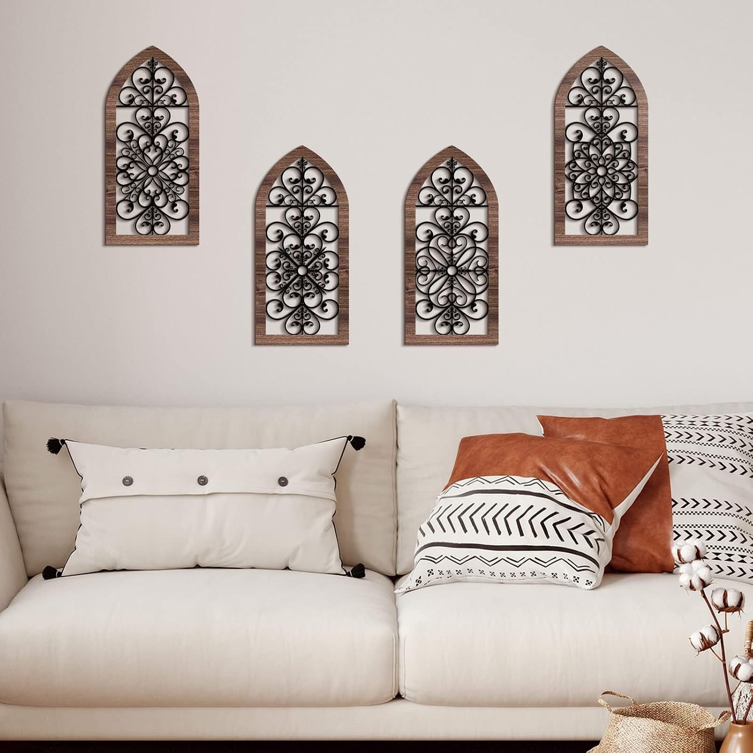 4 Pieces Thicken Rustic Wood Wall Decor Arch Modern Farmhouse Wall Art Decor Woo