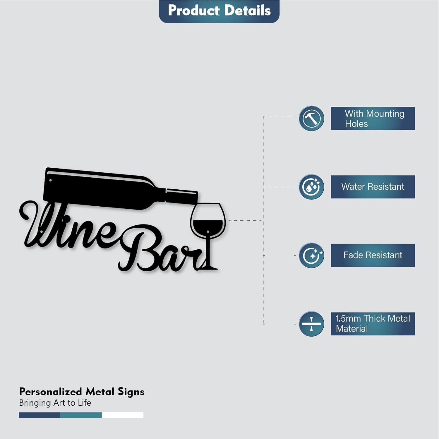Wine Bar Metal Sign – Wall Decor Art Plaque, Home & Office Decor, Wine Room G…