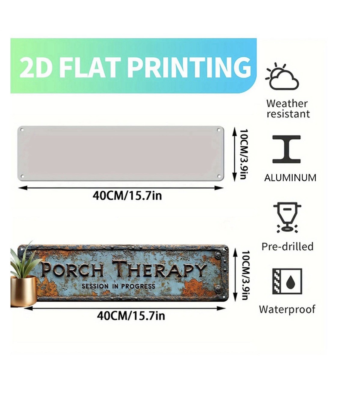 Vintage Porch Therapy Session In Progress Aluminum Outdoor Wall Sign 40x10cm