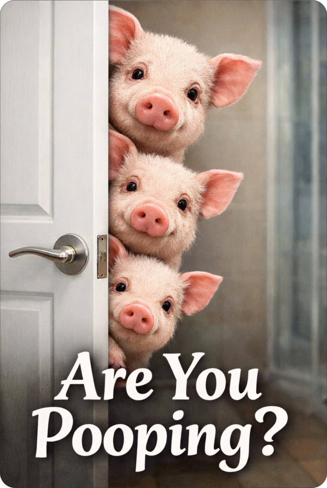 Funny Three Little Pigs Bathroom 8X12 Metal Sign, “Are You Pooping?”