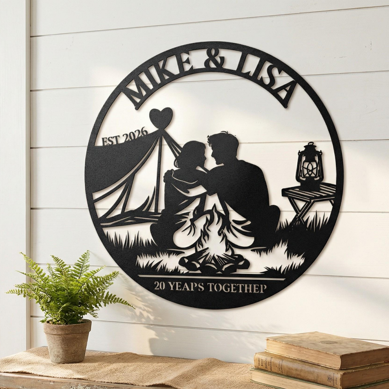 Personalized Camping Couple Metal Sign, Wedding Anniversary Gift