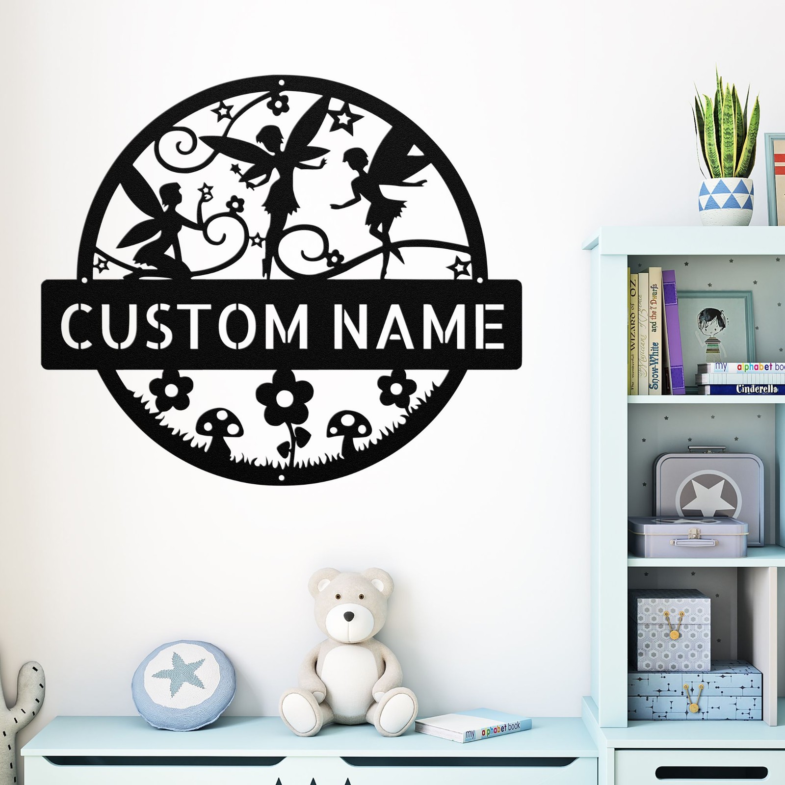 Custom Fairy Metal Sign Personalized Garden Decor Plaque Gift for Home Wall
