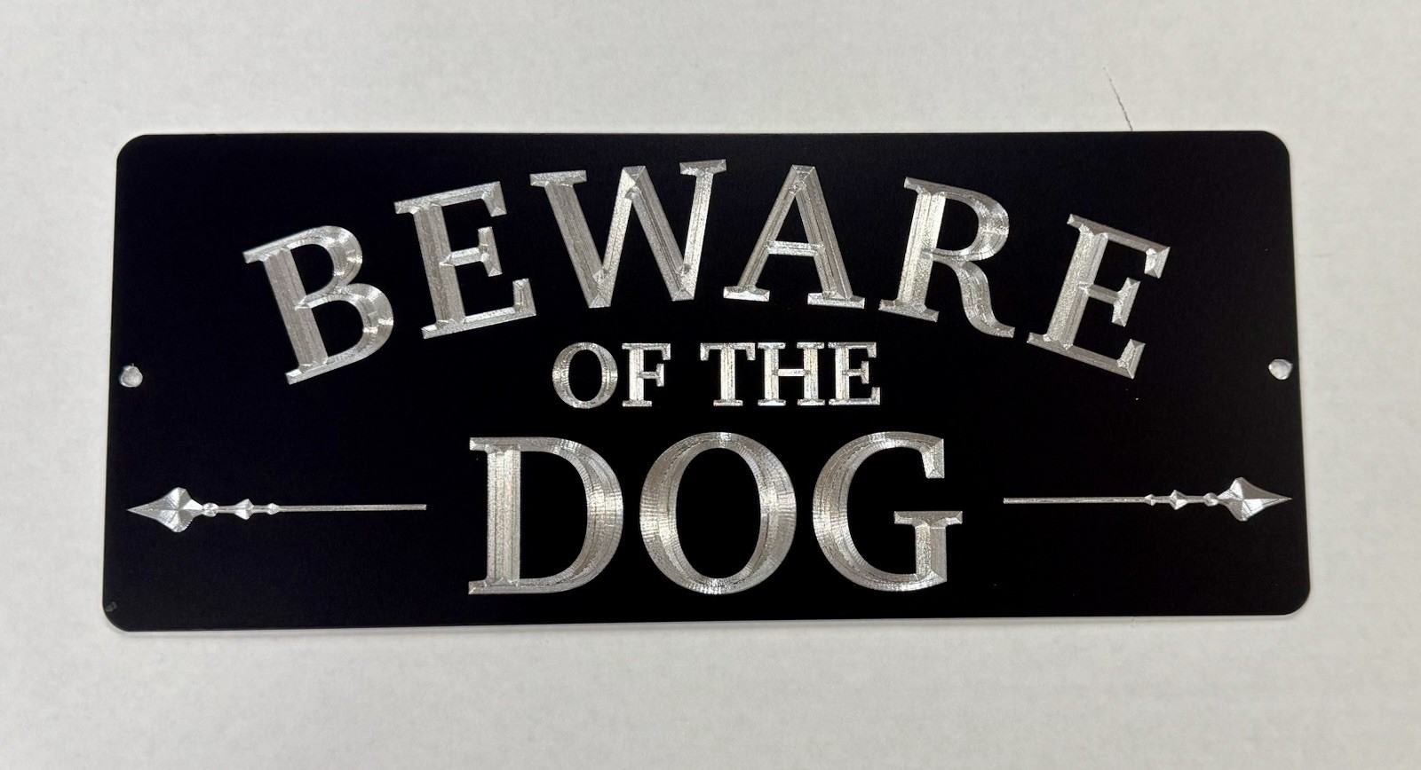 Beware Of Dog Diamond Etched Engraved Aluminum Metal 12×5 Dogs Warning Sign