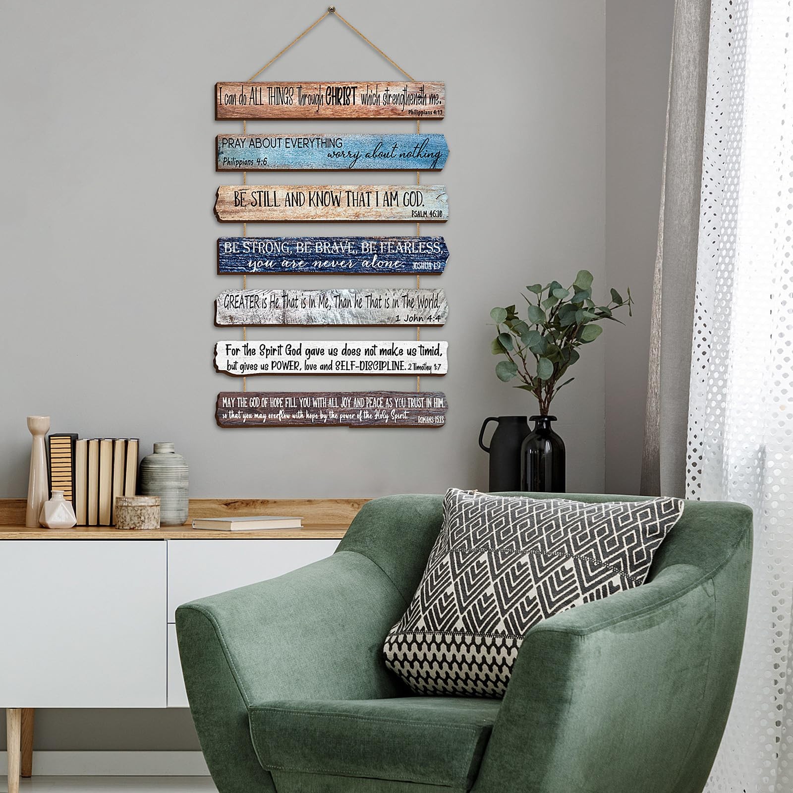 Christian Wall Art Gifts for Men – 7-tier Inspirational Wooden Bible Verses W…