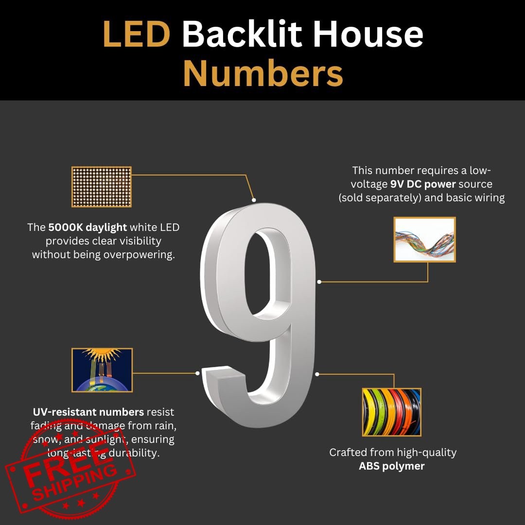 LN LUMANUMBERS 5″ LED House Number 4 Black