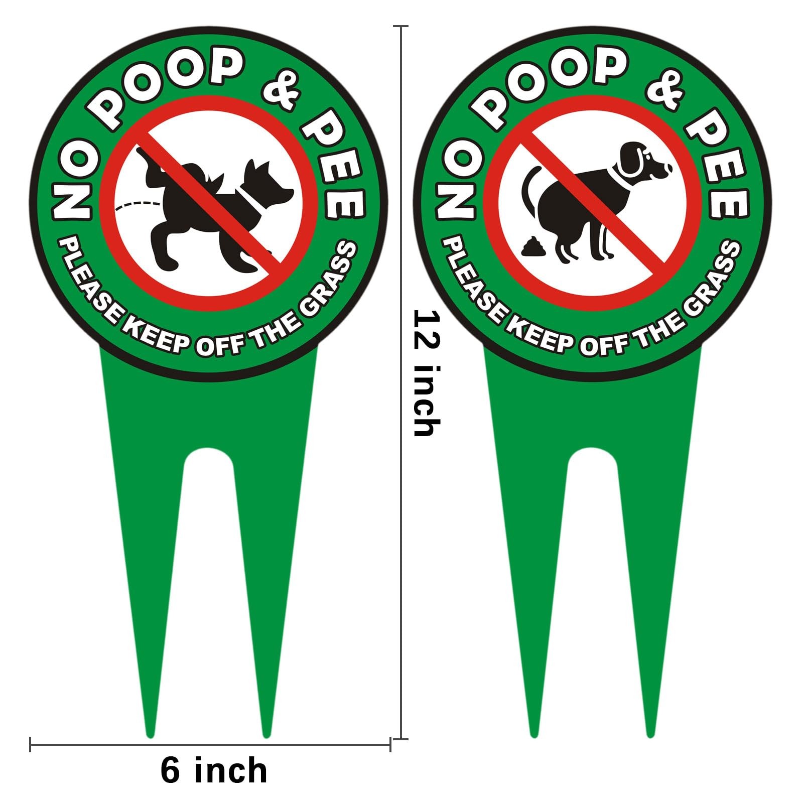 2 PCS No Dog Poop Signs for Yard, 12 x 6 inch Double Sided PLEASE KEEP OFF THE