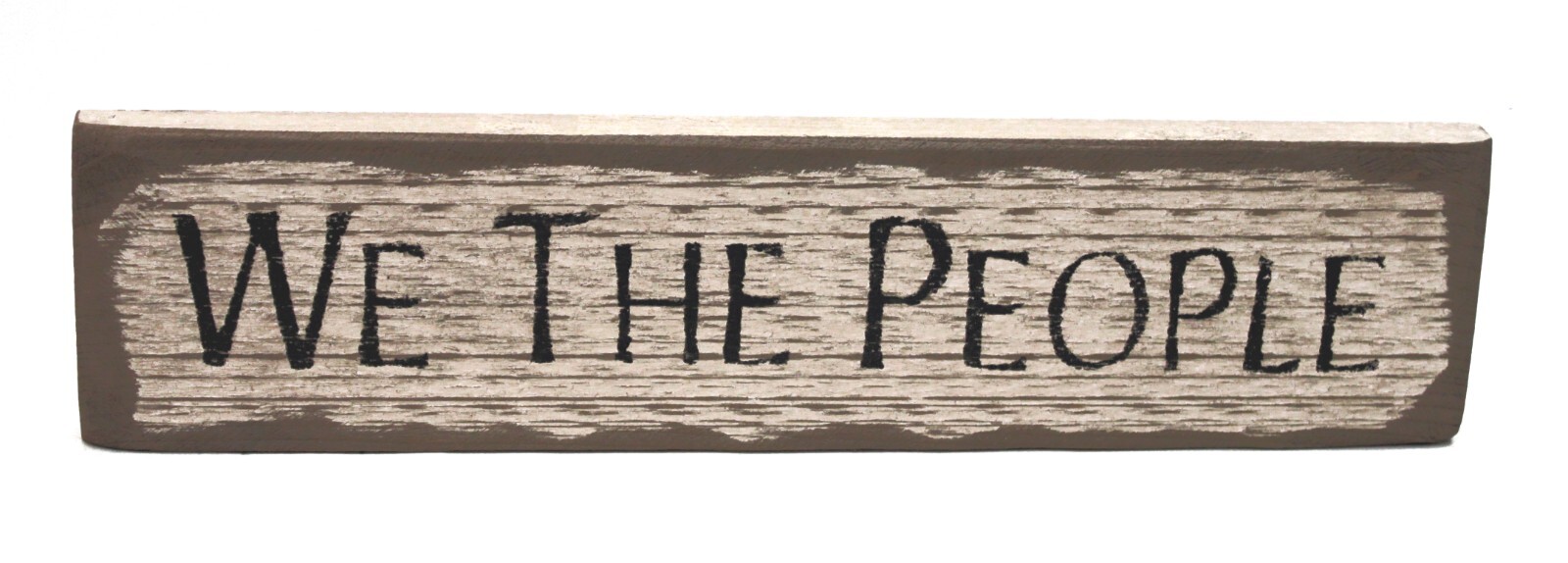 Patriotic Distressed Barnwood “WE THE PEOPLE” Shelf Sitter Sign 15″L x 3.5″H