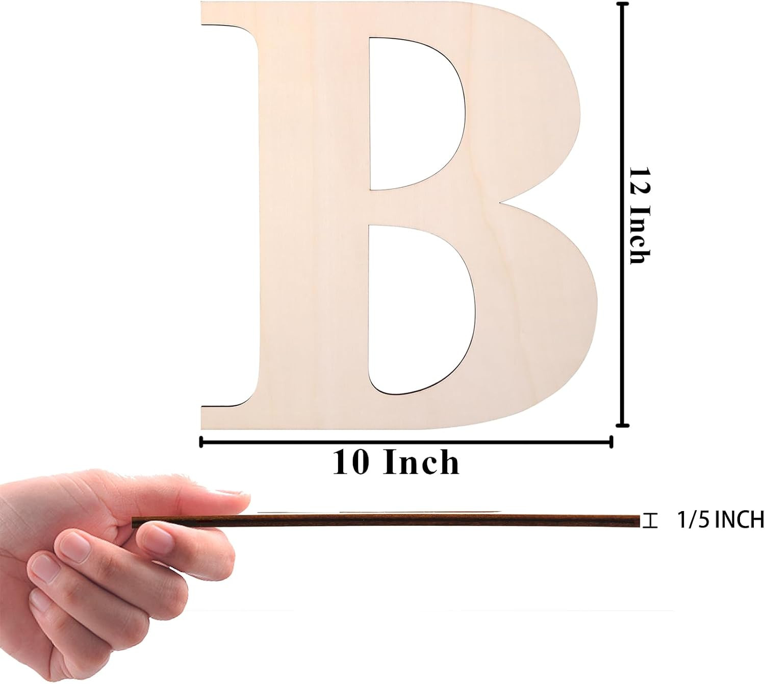 12 Inch Wooden Letter, Smooth Surface Wood Letters for Wall Decor, 1/5 INCH Blan