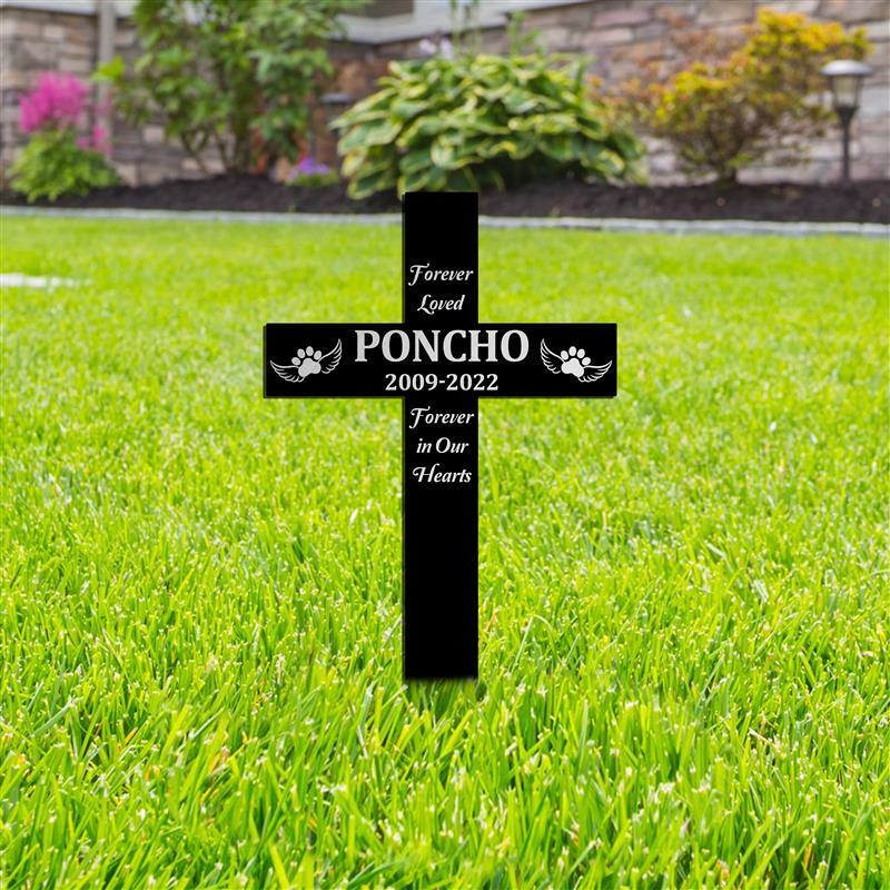 Pet Memorial Acrylic Plaque Stake Memorial Grave Marker Cross, Dog Sympathy Gift