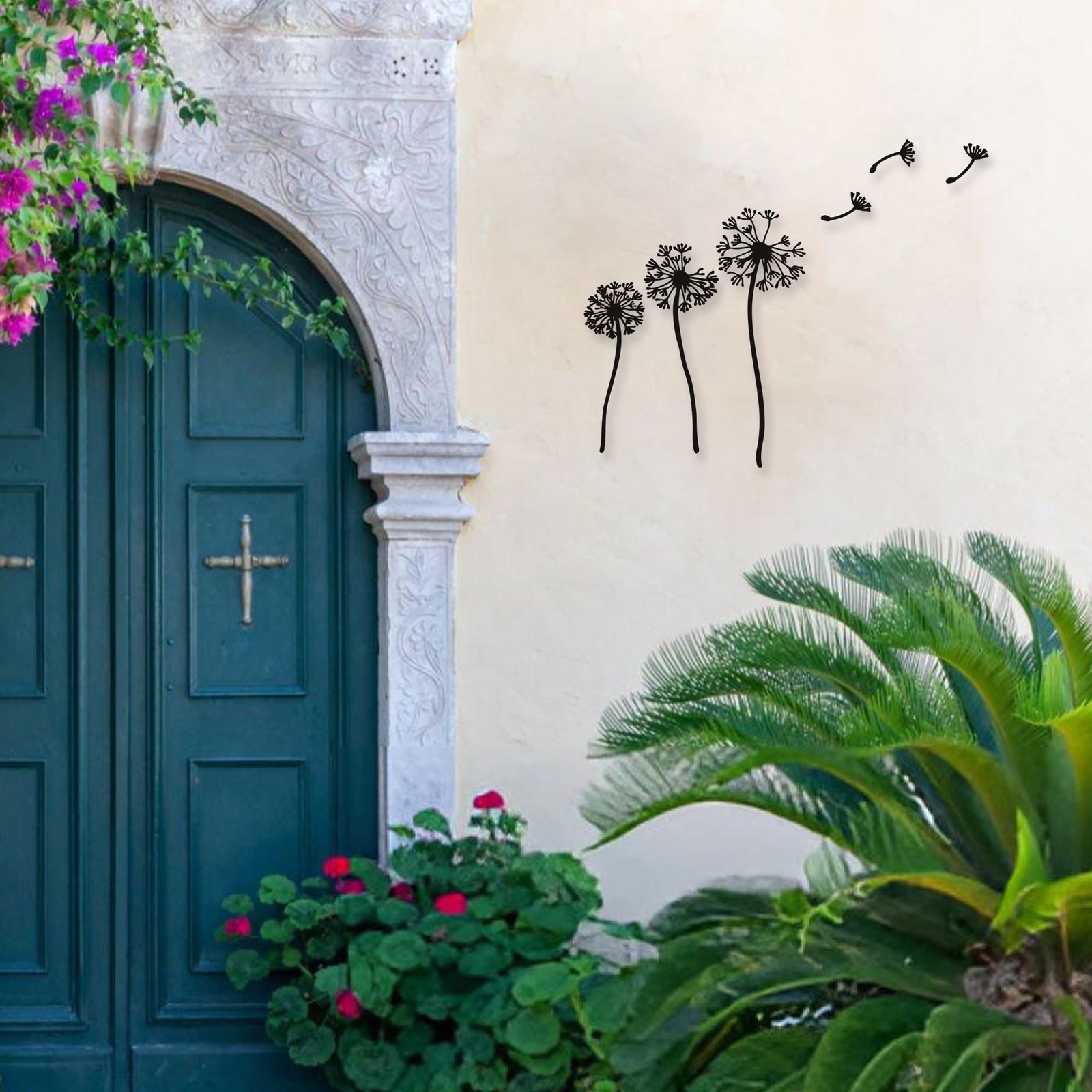 Dandelion Wall Art Set of 6 – Rustic Metal Flowers Wall Decor with 3 Dandelio…
