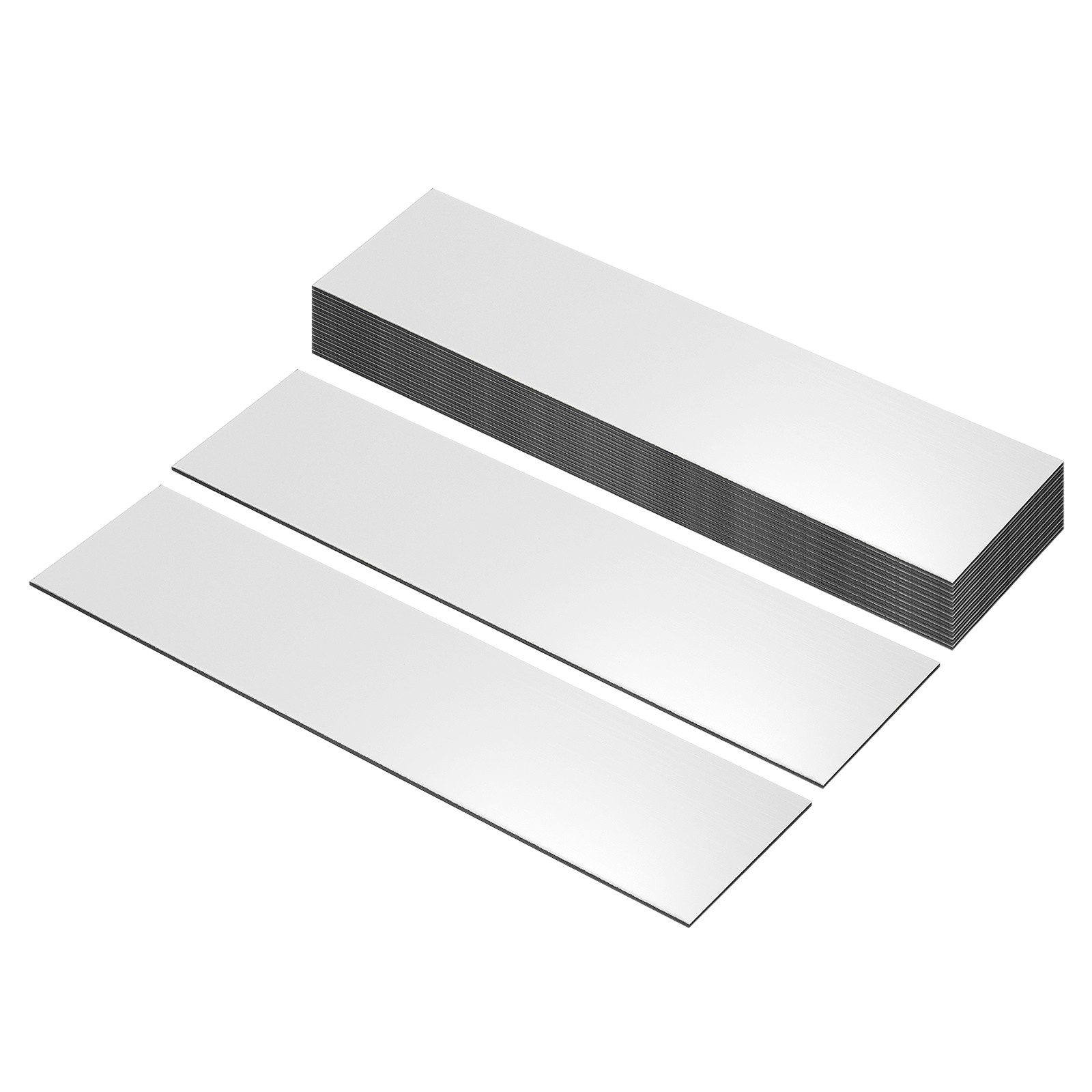 10″x2″ Blank Name Plates, 20 Pack Custom Engraved Name Plate, Silver, Black