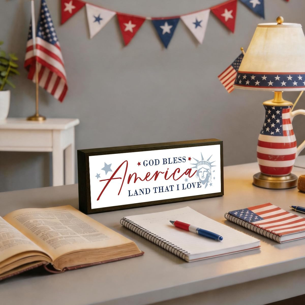 4Th of July Wooden Sign, God Bless America Land That I Love, Patriotic Home Deco