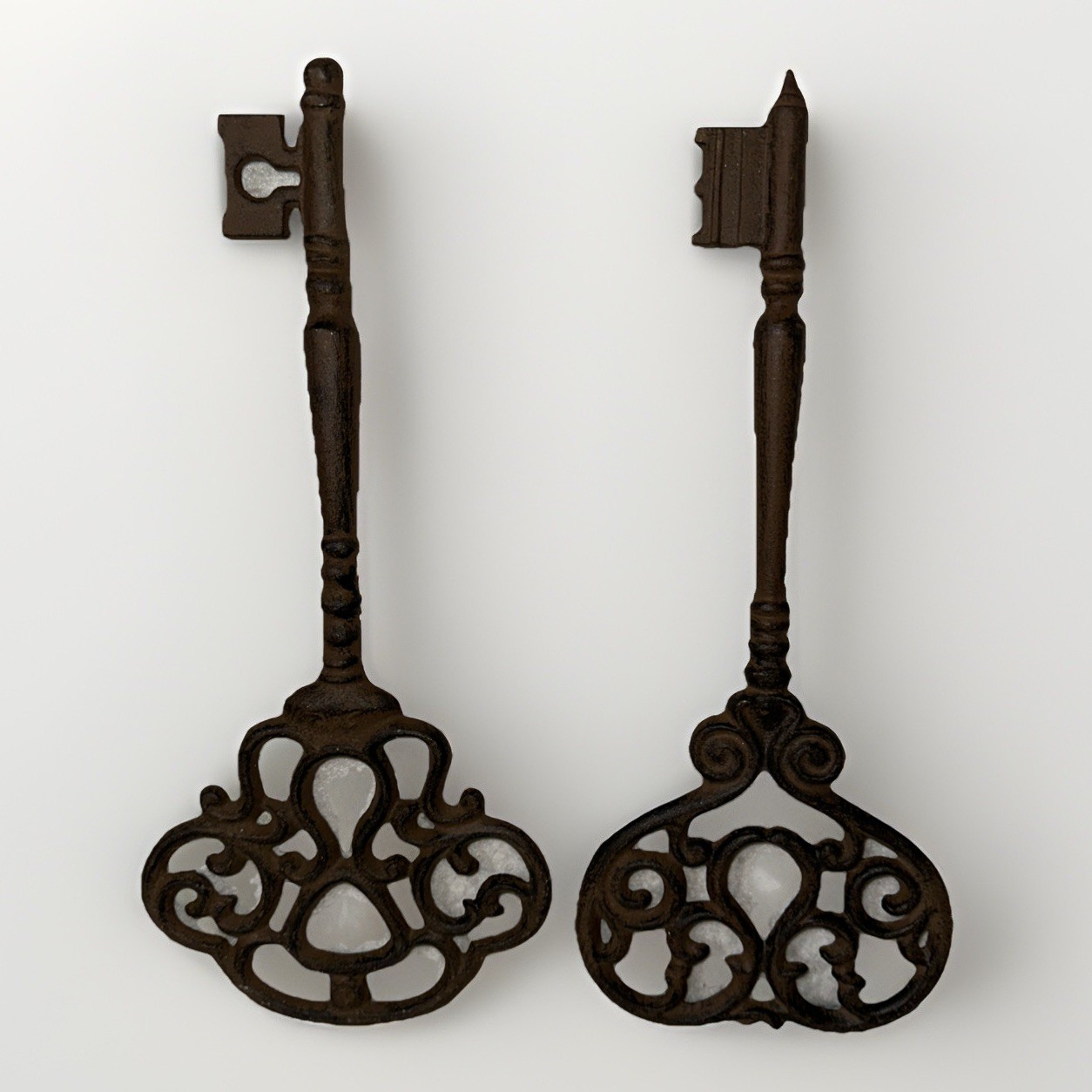 Vintage Lot Of 2 14″ Cast Iron Keys Heavy Authentic Handmade Great Patina
