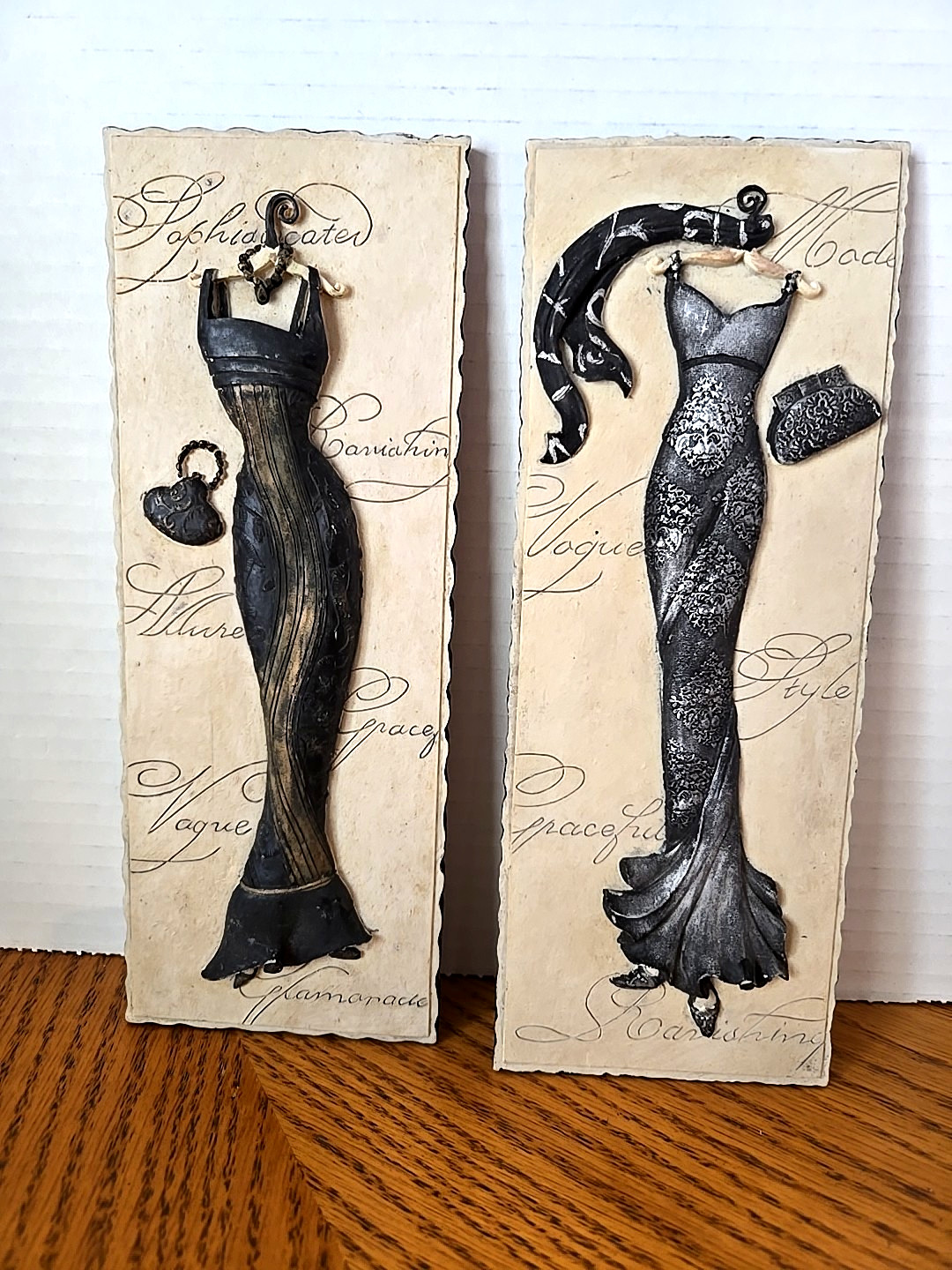 Set Of 2 Slate Fashion Wall Decor~~ 8-3/4 in x 3-1/5 in