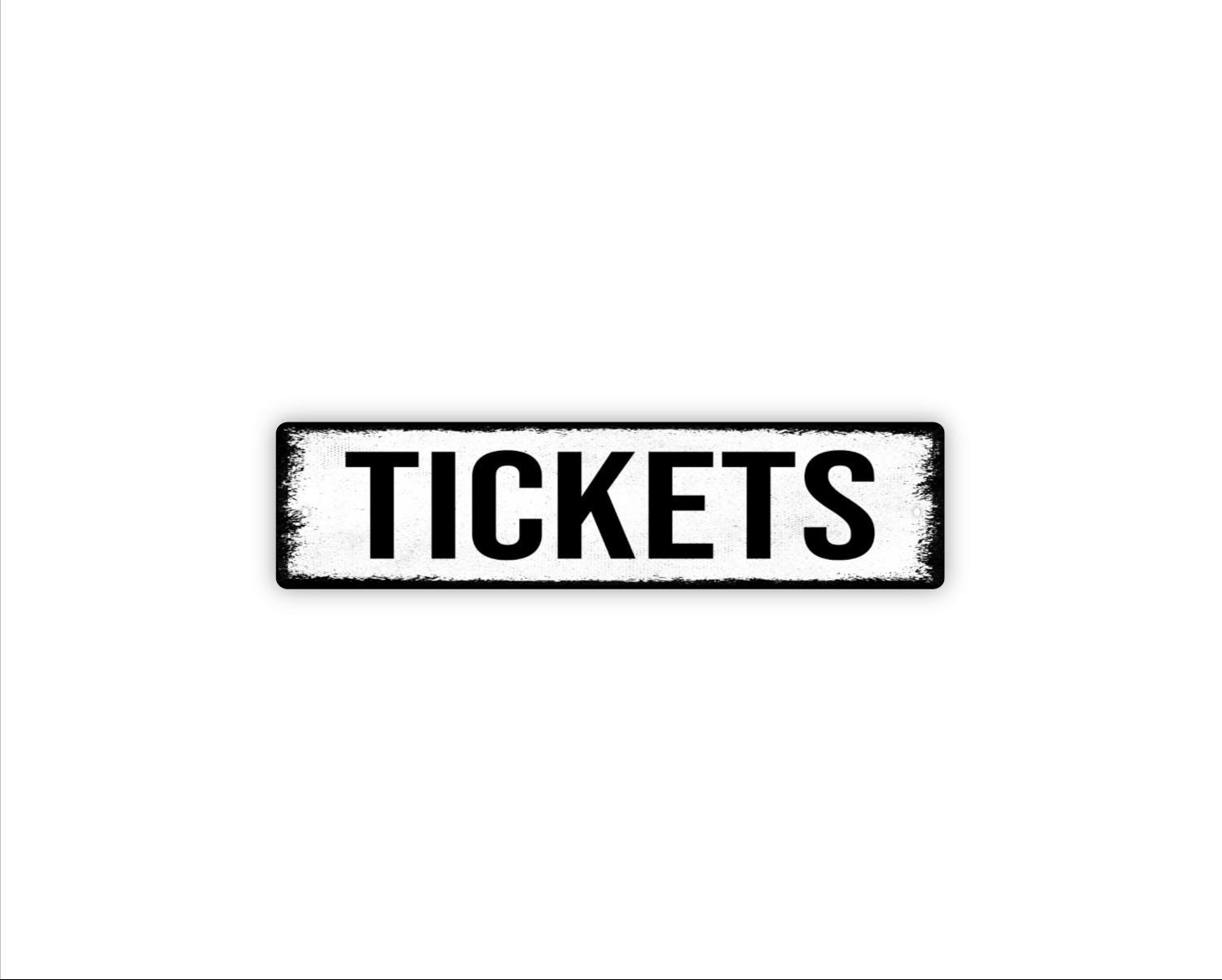 Tickets Sign Metal Wall Decor for Event Booth, Theater Room or Concession Stand