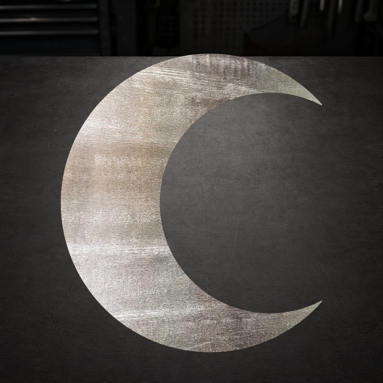 Crescent Moon Steel Cutout Shape, Raw Metal Wall Art and Craft Supply
