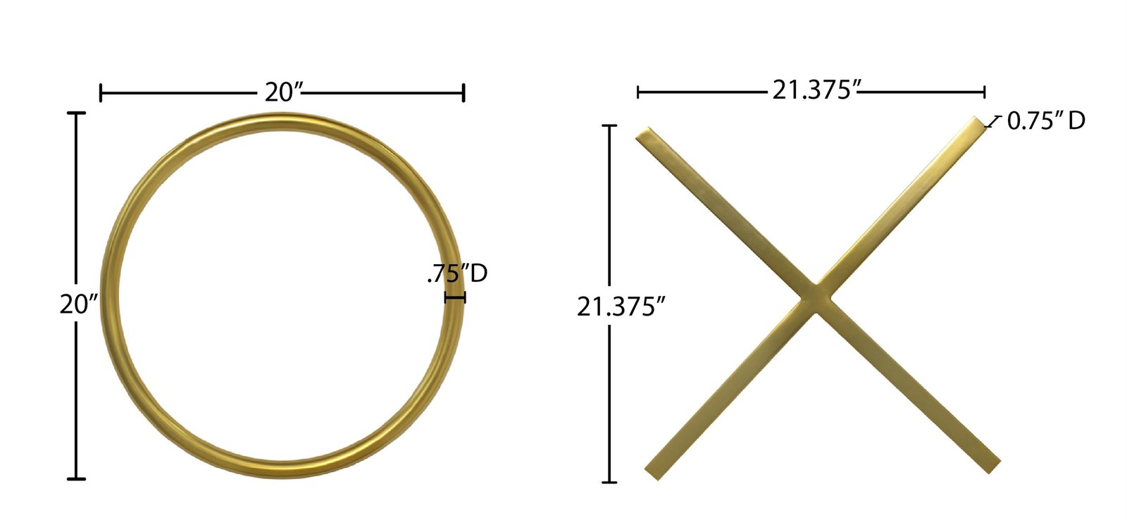Meridian Furniture XOXO Gold Stainless Steel Contemporary Wall Decor