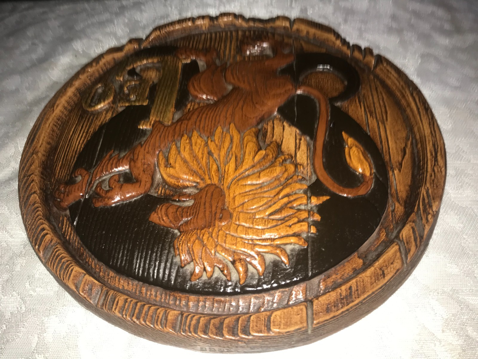 HAND PAINTED Plaster 3D LEO Rampant LION Horoscope ZODIAC Astrology WALL PLAQUE