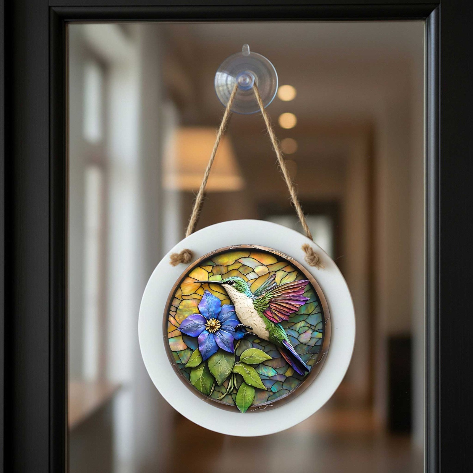 Hummingbird Door Sign – Small Wall or Window Hanging Wreath Accent Plaque 4.8in