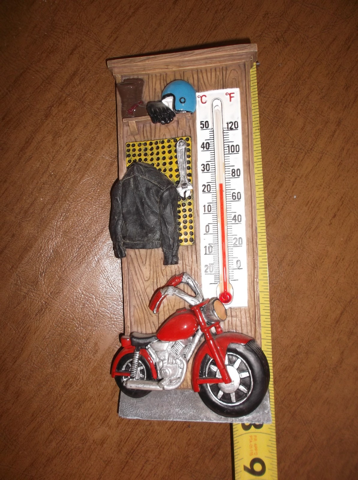 Spooniques Crystal Sea Maui Souvenir Motorcycle Wall Plaque thermometer 7-1/2″T