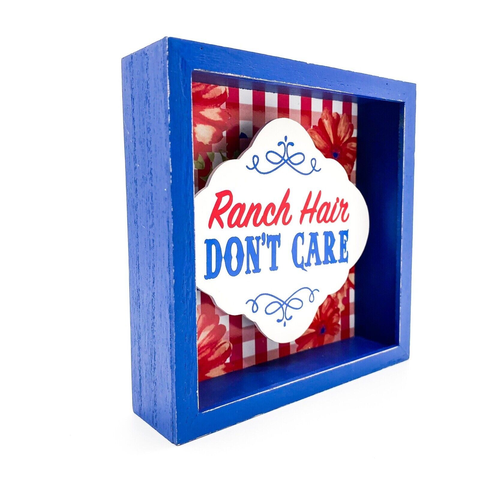The Pioneer Woman Ranch Hair Don’t Care Wooden 3D Shadowbox Shelf Sitter