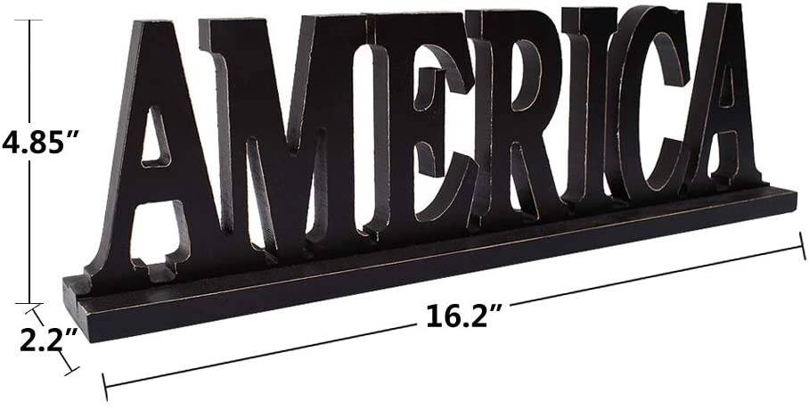 Rustic Wood America Sign for Home Decor, Decorative Wooden Cutout Word Decor