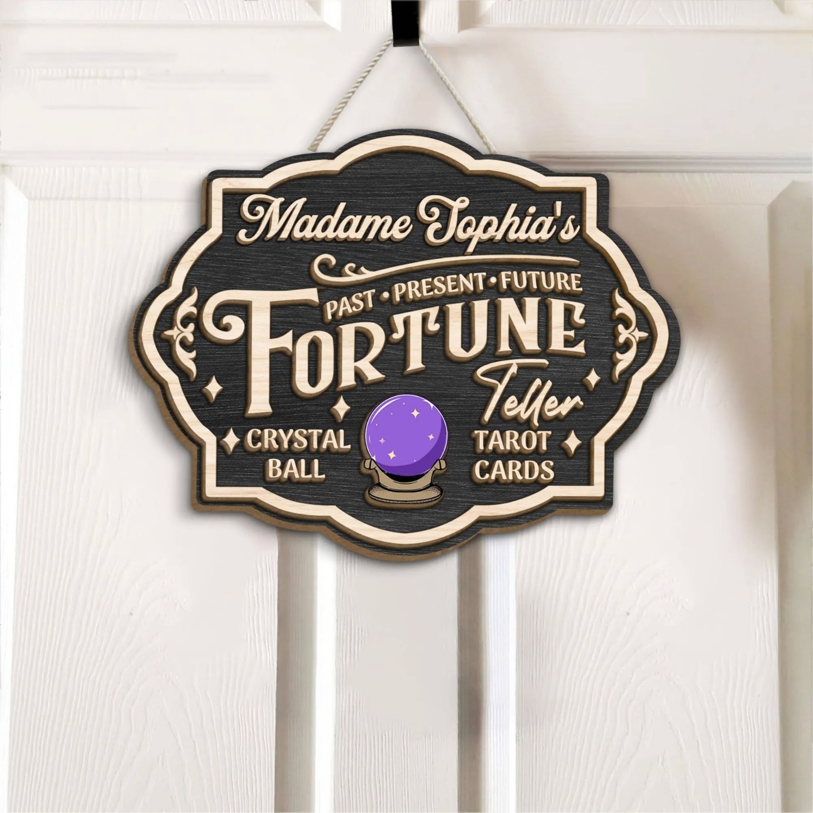 Personalized Fortune Teller Wooden Sign Tarot Psychic Crystal Ball Door Hangers