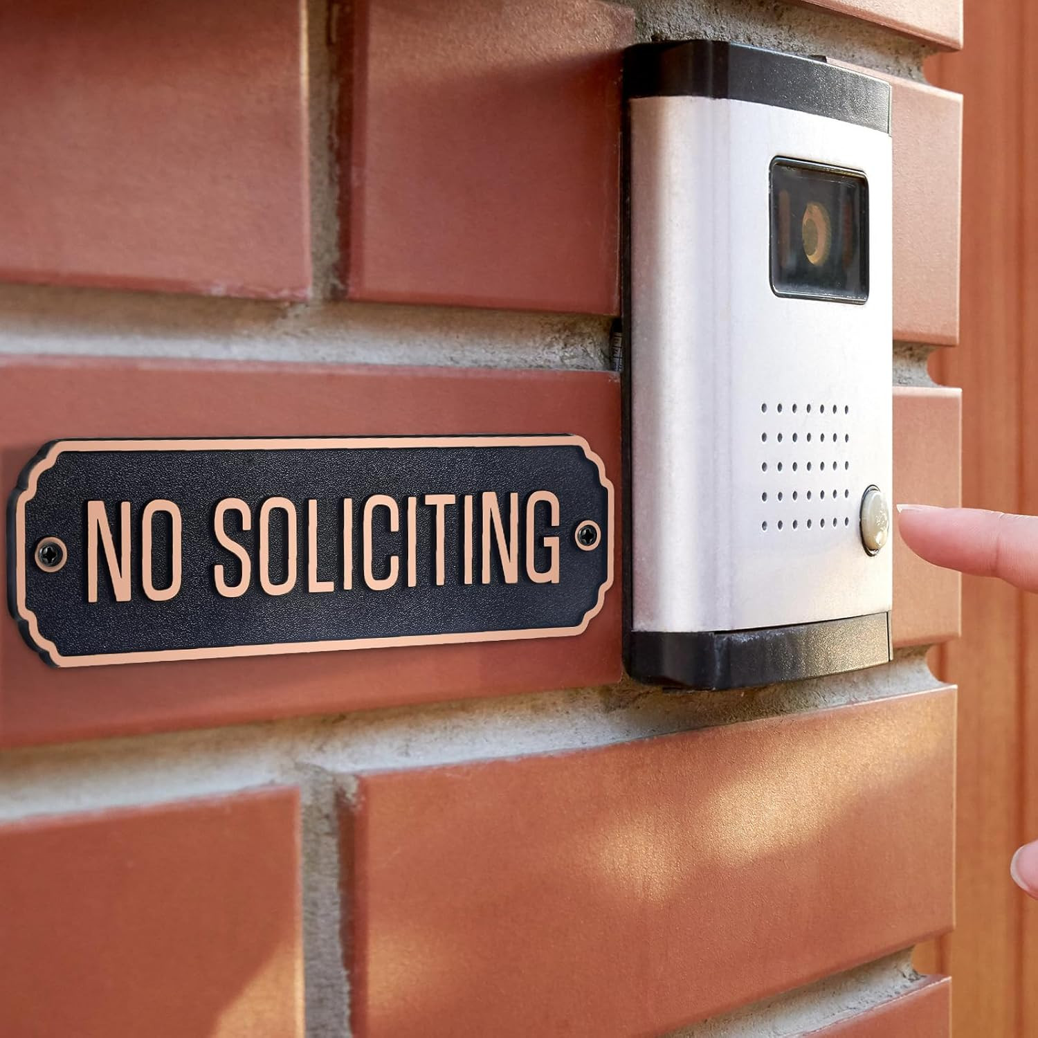 Brass No Soliciting Sign 1.5″ X 5″ No Soliciting Door Sign Thank You Solid Brass