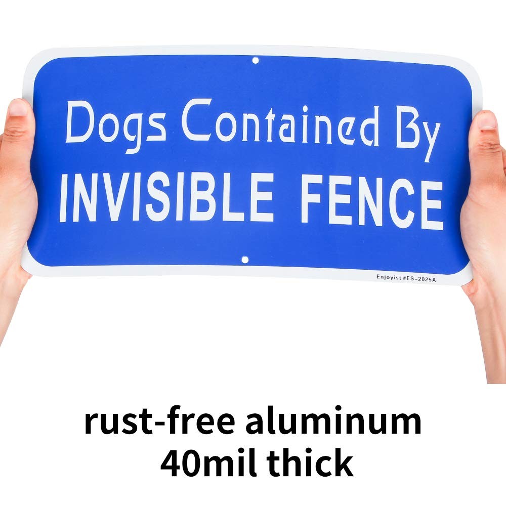 2Pack Dogs Contained by Invisible Fence Sign, 12″x 6″ .040 Aluminum Reflecti…