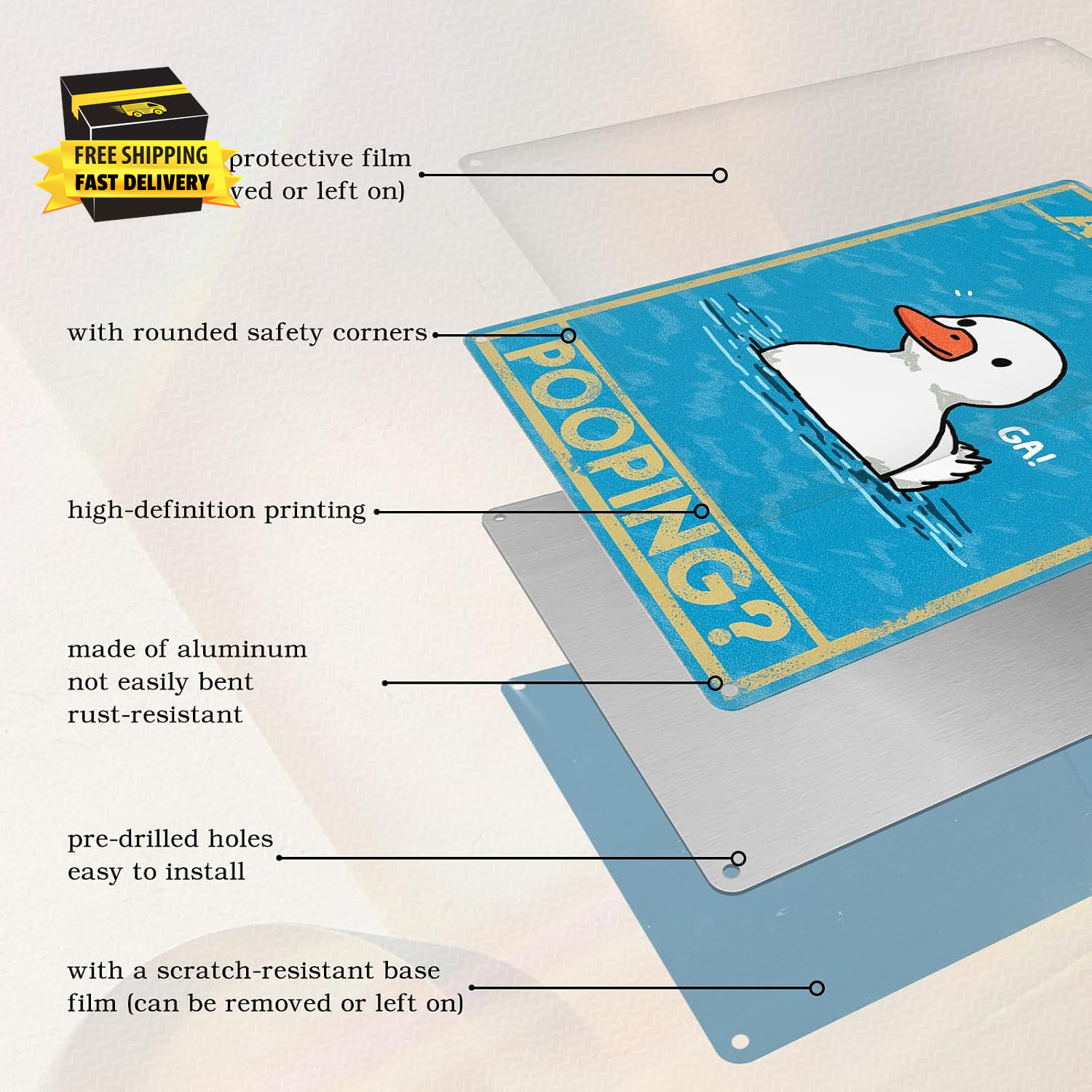 Funny Bathroom Wall Art Are You Pooping – Vintage Duck Metal Sign – Duck Art – 8