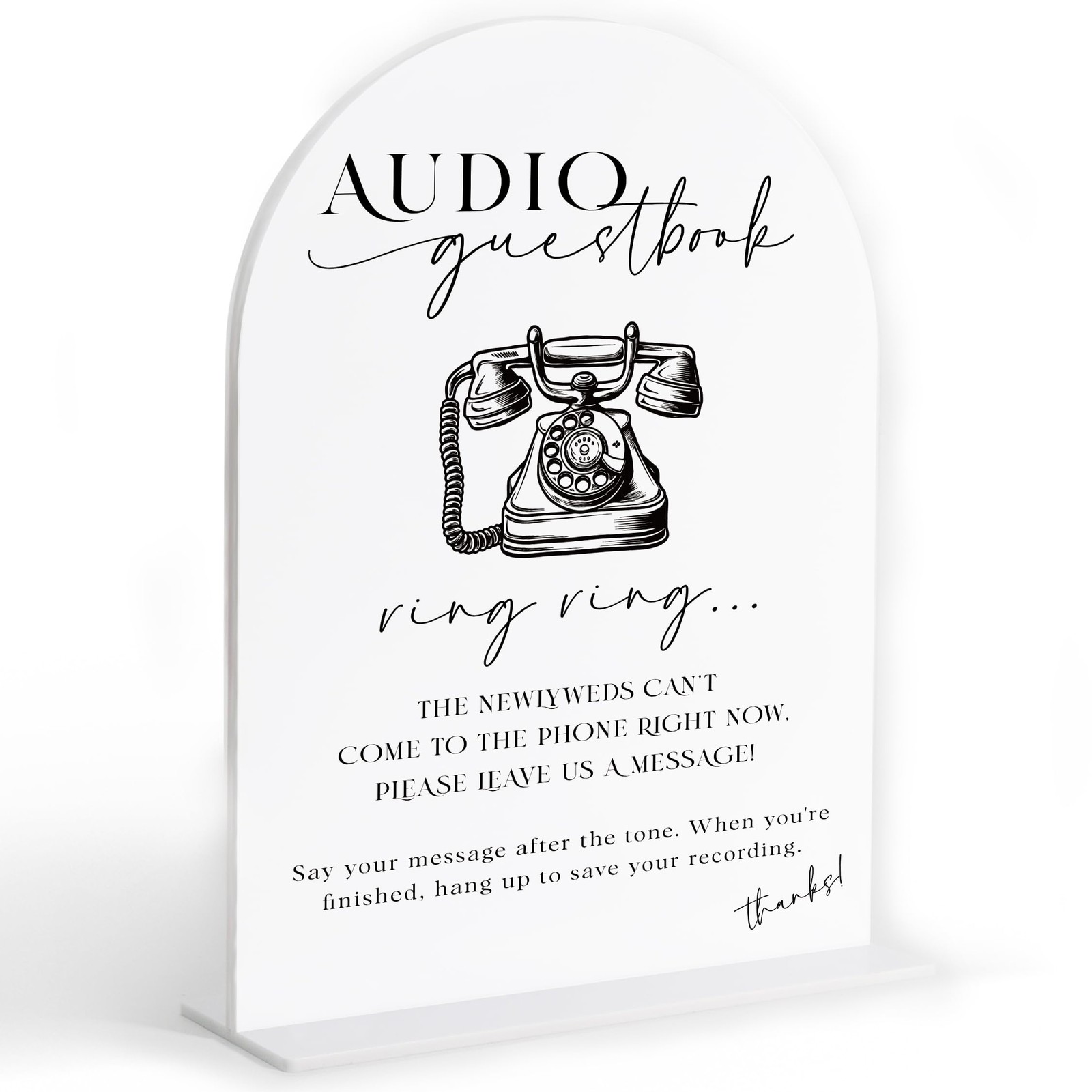 Audio Guest Book Sign, White Arch Acrylic Wedding Sign, Audio Guest Book Wedd…