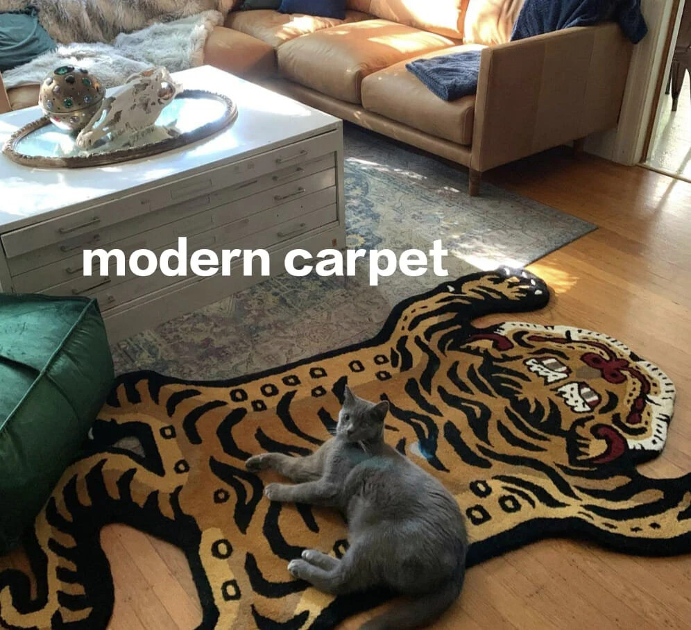 Tibetan Tiger Rugs Handmade 100% Woolen Hand Tufted For Home Decoration