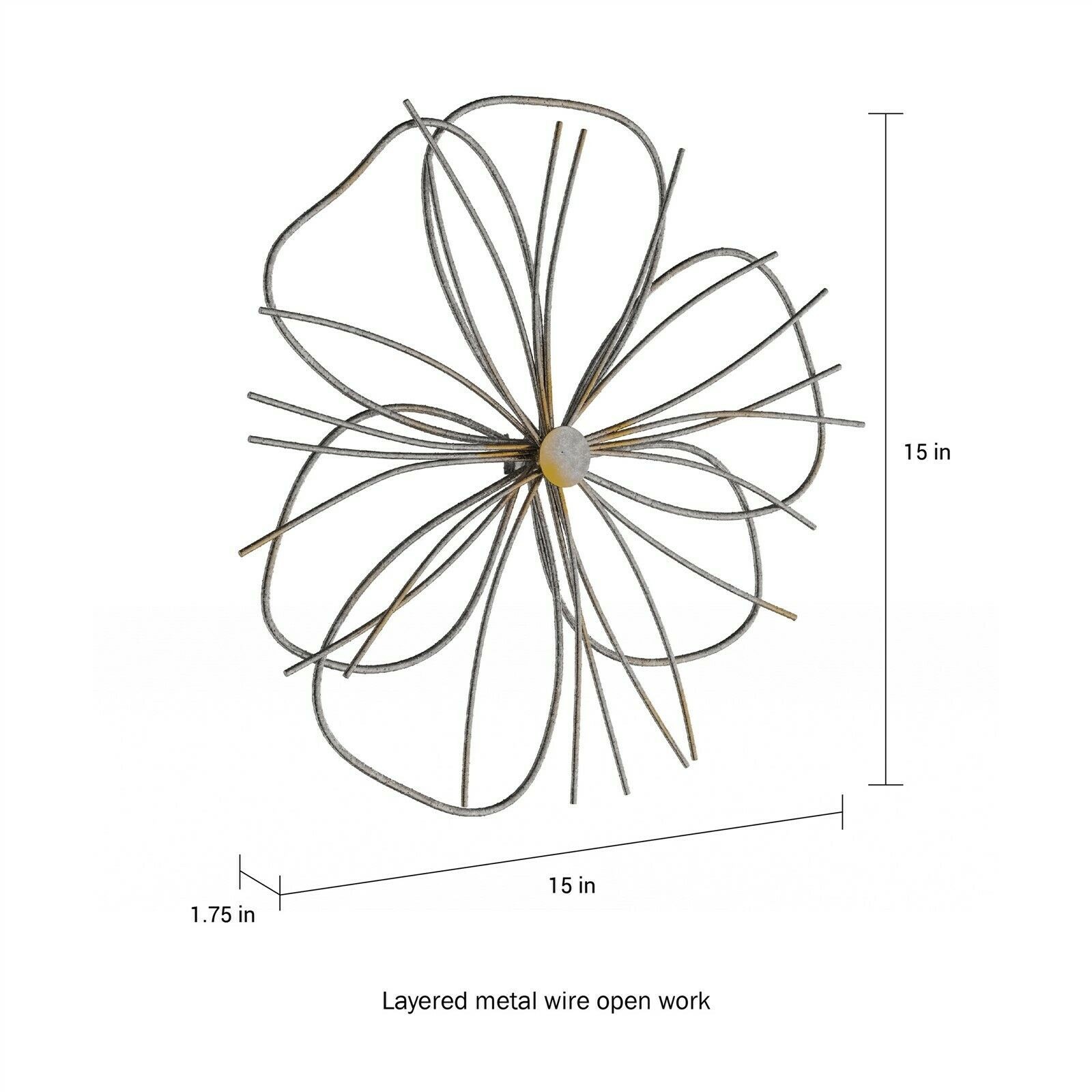 15 Inch Large Wire Flower Metal Indoor Wall Hanging 3D Floral Home Decor