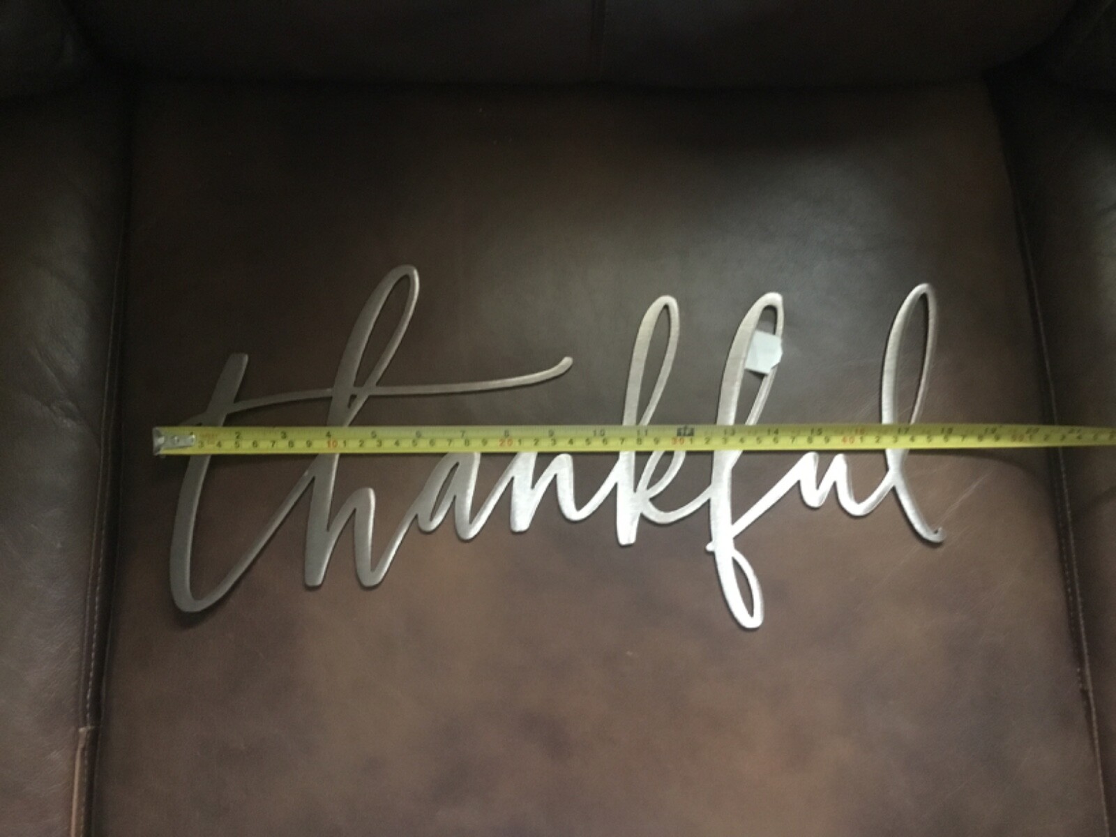 Word Art – Thankful – Copper Metal Wall 17 1/4” Use Anywhere New with Tag