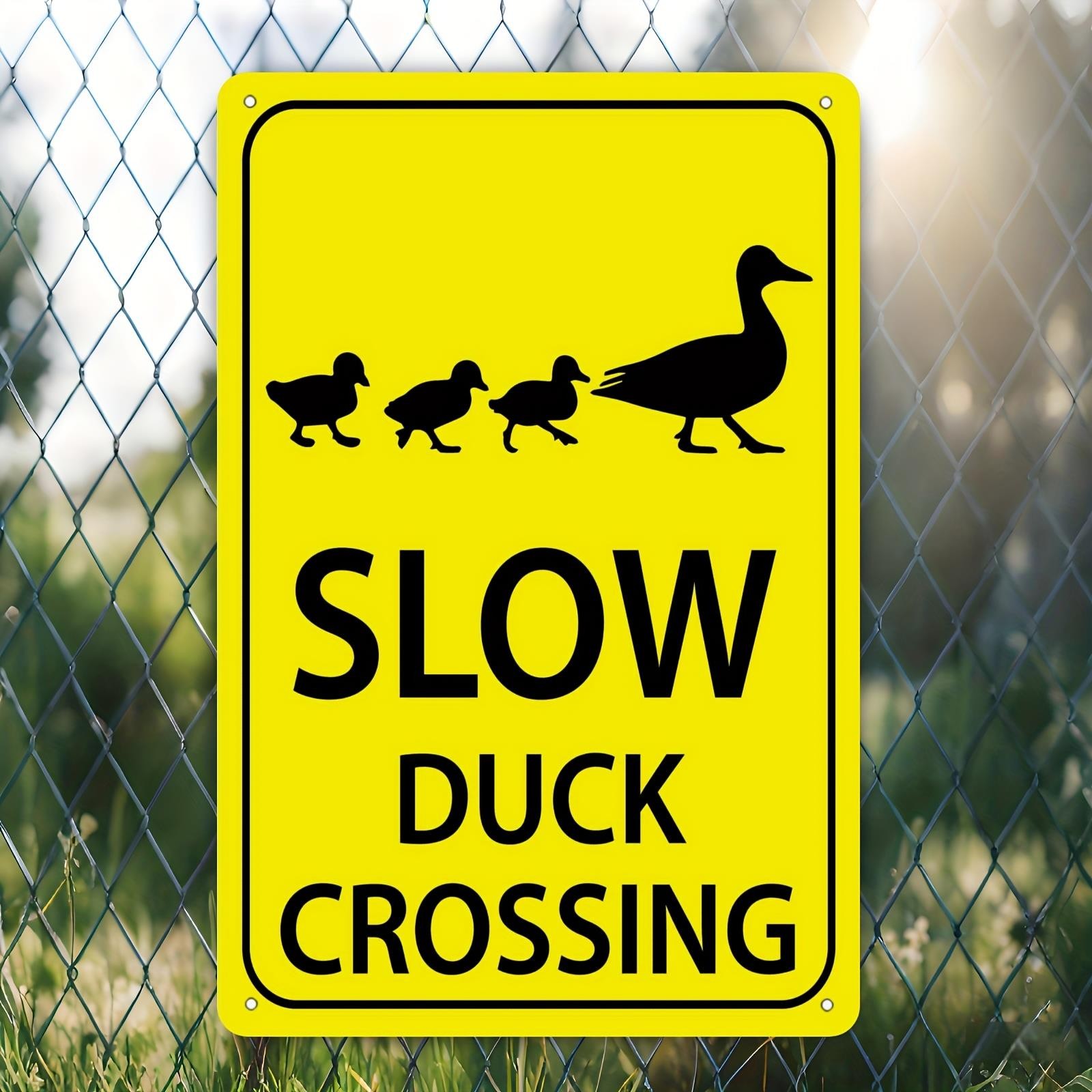Slow Duck Crossing Sign Aluminum Sign 8×12 Inch Bright Yellow Funny