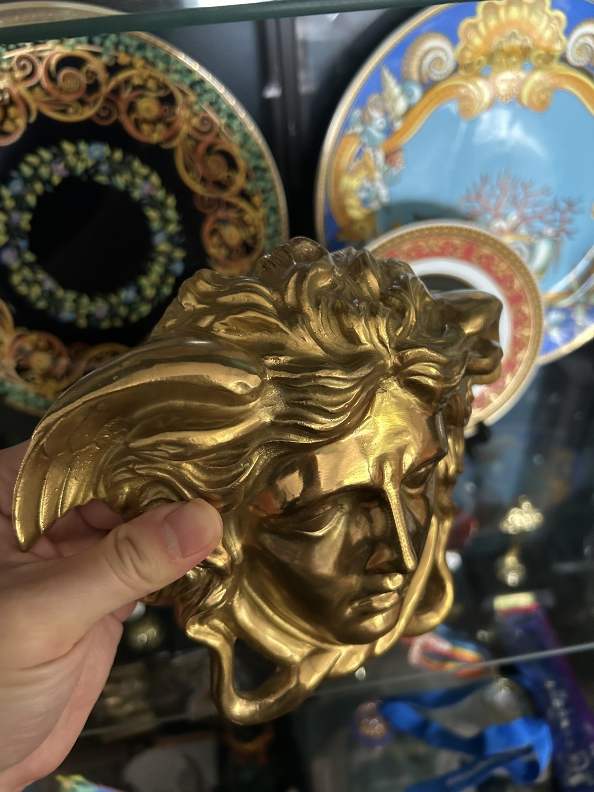 Extra Large Medusa Head Solid Brass Wall Plaque